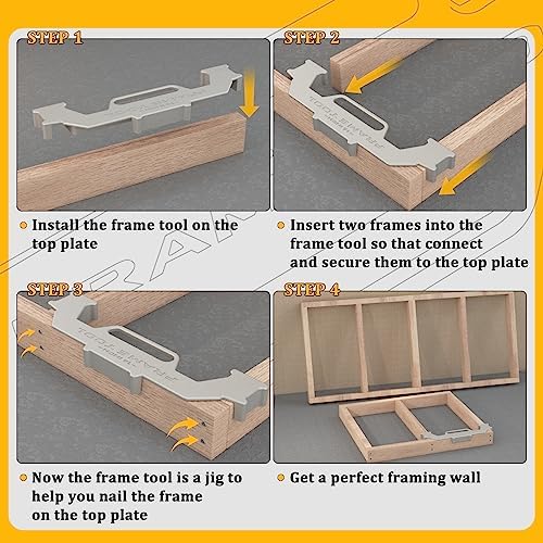 Framing Tools,16 Inch On-Center Stud Layout Tool,100% Cast Aluminum Framing Spacing Tool,Premium Wall Stud Framing Tool,Precision Measurement Jig Tool For Framing Wall
