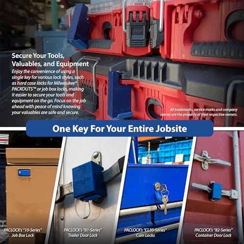 PACLOCK's UCS-446A Shrouded Single Post Padlock for Pelican® Storm Cases & Milwaukee® PACKOUT™, Slim Shoulder for Limited Rotation, Prevents Cutting Attempts, Silver, 2 Keys, Keyed Alike U-Pick!