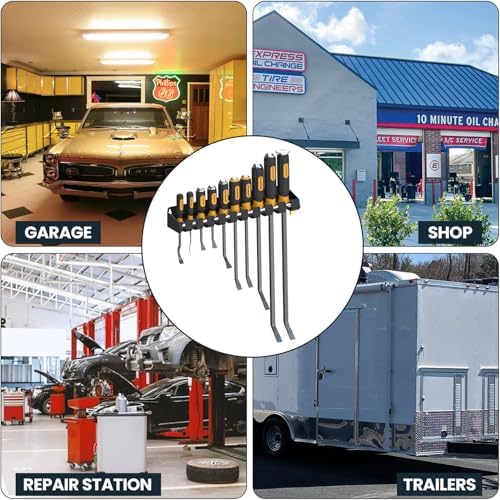 UNITEDPOWER Pry Bar Holder, Lockable Wall Mount Storage Rack Organizer for Workshop, Shed, Garage, Home, Stores up to 10 13 Tools or Extensions