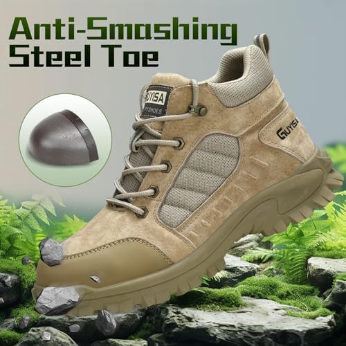 GUSAYEX Steel Toe Boots for Men Puncture Resistant Work Boots