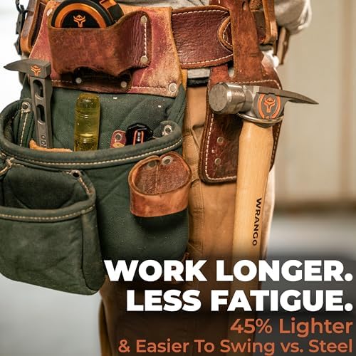 14oz Titanium Framing Hammer - Lightens Your Toolbelt - 45% Lighter Than Steel - 17" Hickory Handle for Framing & Carpentry - Lifetime Warranty - 5% Donated To Help Farmers