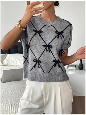 SOLY HUX Women's Short Sleeve Business Casual Sweater