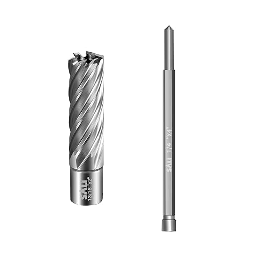 SALI Annular Cutter Diameter 13/16 Inch with Weldon Shank 3/4" (with 2 Flats) Cutting Depth 2" Mag Drill Bit for Magnetic Drill Press HSS Fully Ground Drill with One 1/4"*4" Pilot Pin