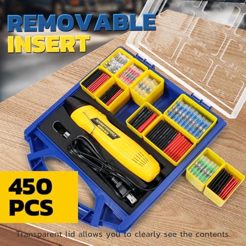 haisstronica Solder Seal Connectors and Tubing Kit, Mini Heat Gun, 450PCS