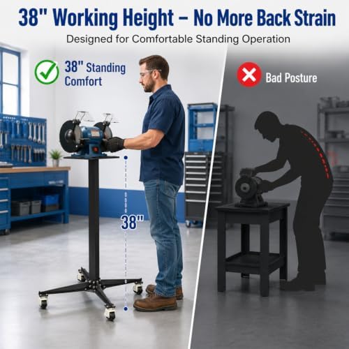 Grinder Stand Pedestal with GD-40F Leveling Casters, Vise Stand Base