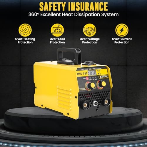 140A 3-in-1 MIG/TIG/Stick Welder with Synergic IGBT, Dual Voltage 110V/220V, Digital Display IGBT Inverter Welding Machine for Gas/Gasless MIG, Lift TIG, ARC Welding US Plug