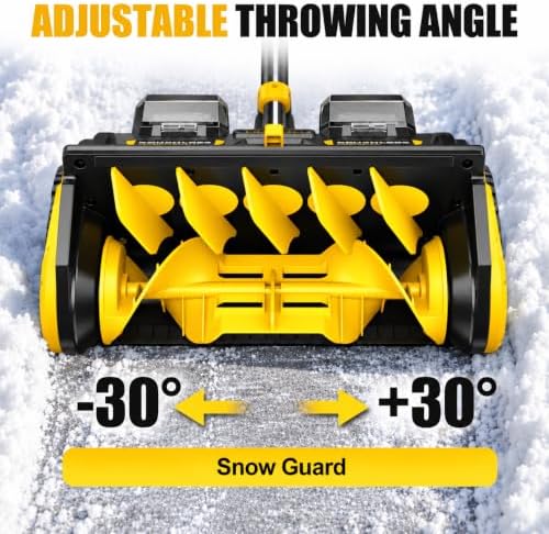 Litekon 40V Brushless Cordless Snow Shovel, 17-Inch Electric Snow Blower with 2X 4.0Ah Batteries Snow Removal with 30FT Throw Distance for Patio, Deck, Driveway,Yellow