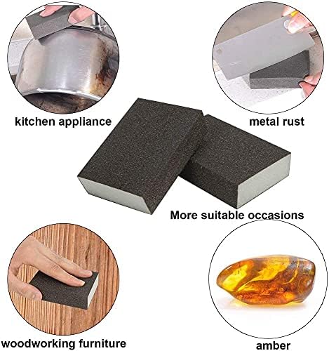 Utoolmart 12 Pcs Sanding Sponge Sanding Blocks, 180 Grit Wet Dry Washable and Reusable Sandpaper Sponge for Wood Metal Furniture Paint Drywall and Rust Removal of Rusted Metal