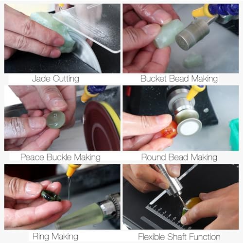 Portable Table Saw 1800W Jade Carving Machine 110V Multifunction Gem Faceting Polishing Machine Small Grinding And Cutting Machine, Stepless Speed Regulation Bench Grinder Polisher
