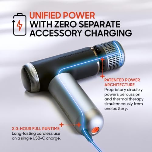 Sharper Image Powerboost Compact Heat & Cold Therapy Percussion Massage Gun