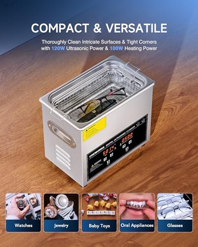 CREWORKS 3L Ultrasonic Cleaner, 0.8 gal Digital Sonic Cavitation Machine