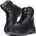 ROCKROOSTER Work Boots for Men,7 inch,Steel Toe,Side Zipper, Oiled Leather Shoes,Static Control,Breathable,Quick Dry(AK232Z-245Z)