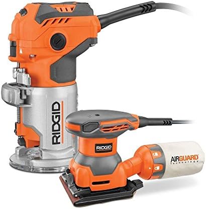 Ridgid 5.5 Amp Corded Fixed Base Trim Router w/ 2.4 Amp Corded 1/4 Sheet Sander