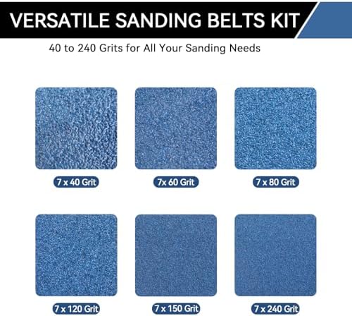 1/2x18 Inch Sanding Belts 42 Pcs 6 Grits Sizes (7 Each of 40/60/80/120/150/240 Grits) Heavy Duty Belt Sander Zirconia Belt Sander Paper for Wood, Metal, Stainless Steel, Cars, and Furniture
