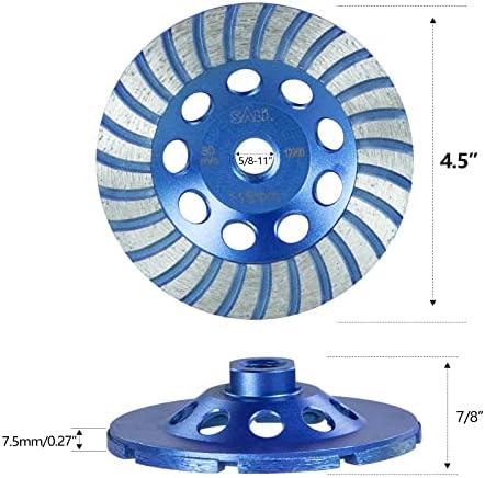 SALI 4.5 Inch Concrete Grinding Wheels 27 Turbo Diamond Segments 5/8-11 Arbor Diamond Grinding Wheel Fit for Paint, Epoxy, Mastic Coating Removal