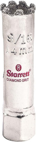 Starrett Diamond Grit Hole Saw - Ideal for Drilling Small Diameter Holes - 9/16" Diameter, 1-5/8" Cutting Depth, 1/2-20 Thread Size, XA1 Arbor, Silver - ‎KD0096-N
