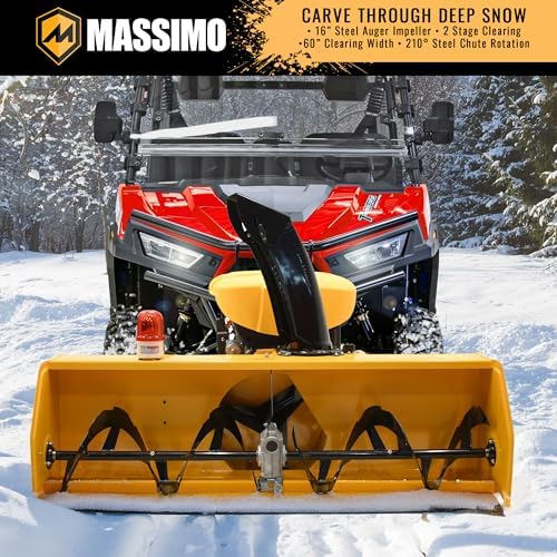 M Massimo Motor 60" Wide 420cc Gas Engine, Electric Start, 2-Stage Self Propelled Snow Blower Attachment (UTV/ATV Not Included)