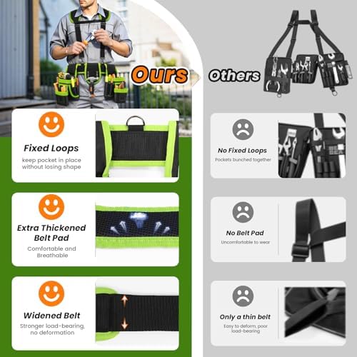 Professional Tool Belt for Men, Magnetic Tool Pouch with Suspenders