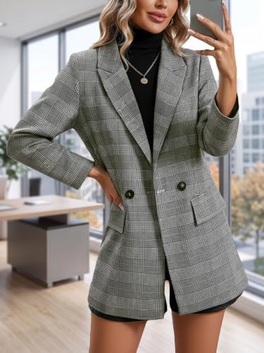 Mina Self 2026 Women's Fall Plaid Blazer Houndstooth Jacket Business Casual