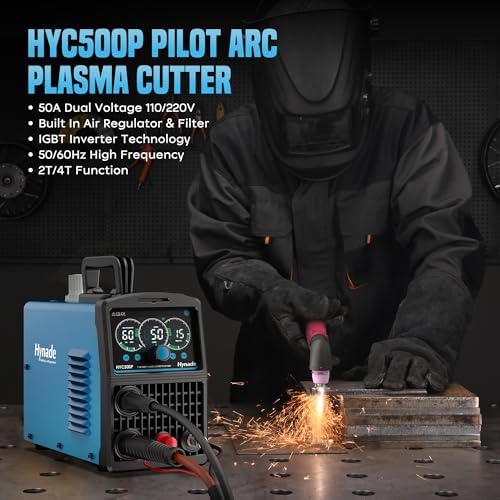 55A Pilot Arc Plasma Cutter, Large LED Display, Non-Touch Air Sensor 55A Plasma Cutter Machine 110/220V Dual Voltage, IGBT Inverter, 1/2'' Clean Cut, 2T/4T for Beginners DIY