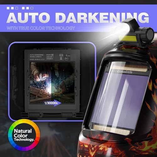 Auto-Darkening Welding Helmet, LED Light, Shade 4/5-9/9-13