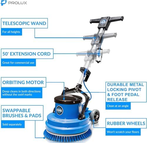 Prolux Core Heavy Duty Single Pad Commercial Polisher, Floor Buffer Machine, Scrubber, 15 Inch Commercial Duty w/Hard Brush Only