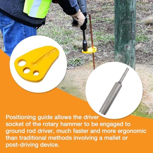 SDS Plus Ground Rod Driver with Adapter Bits Fits 5/8, 1/2, and 3/4 Inch Ground Rods, One-Piece T Post Driver Adapter Bit Fits All SDS Plus Rotary Hammer Drills Tools