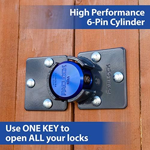 PACLOCK's UCS-7A/770 Hasp and Puck Kit, High Performance 6-Pin Cylinder, One Lock Keyed to a Number U-Pick! w/ 2 Keys, Silver Anodized Aluminum, Double Coated Grey Hasp