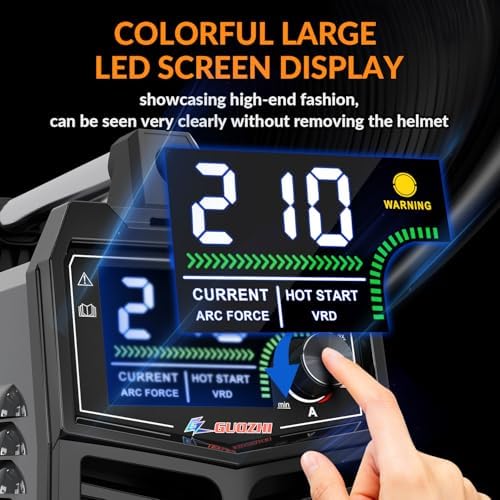 GZ GUOZHI Aluminum Stick Welder 210Amp Large LED Display Digital Inverter IGBT Welding Machine,110V/220V Dual Voltage Hot Start Portable MMA ARC Welder Machine