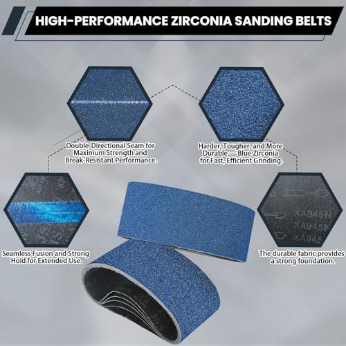 3x18 Inch Sanding Belts 20 Pcs 40 Grits Heavy Duty Belt Sander Zirconia Belt Sander Paper for Wood, Metal, Stainless Steel, Automotive, and Furniture