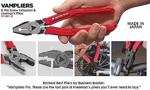 VAMPLIERS 2-PC Screw Extractor Pliers Set: 8" Linemans, 6.25" Combo Plier