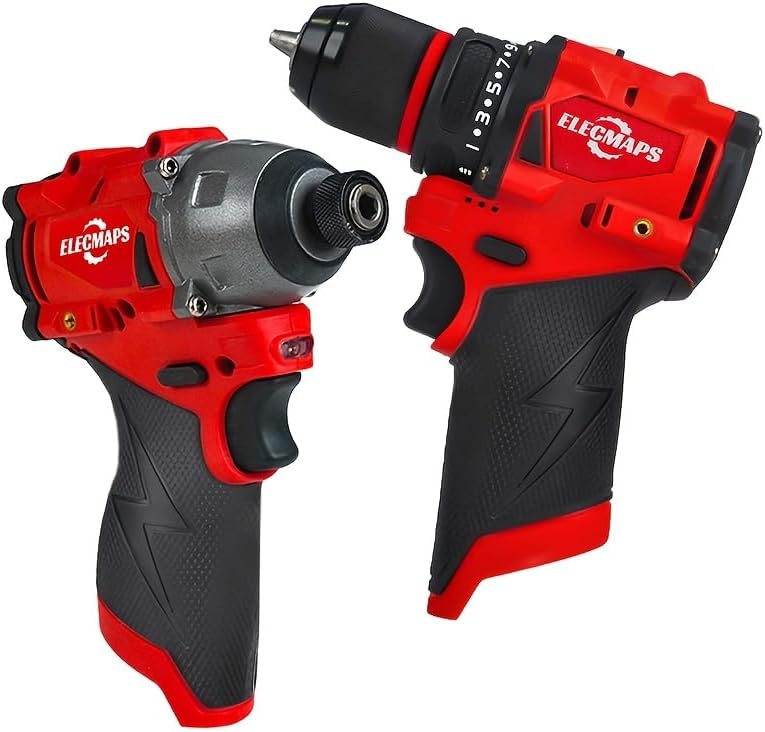 1/2-piece Power Tool Set -3/8" Impact Drill And 1/4" Cordless Impact, (Batteries Not Included), Battery-Powered (Drill + Driver (not included)