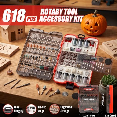 618PCS Rotary Tool Accessories Kit,Red