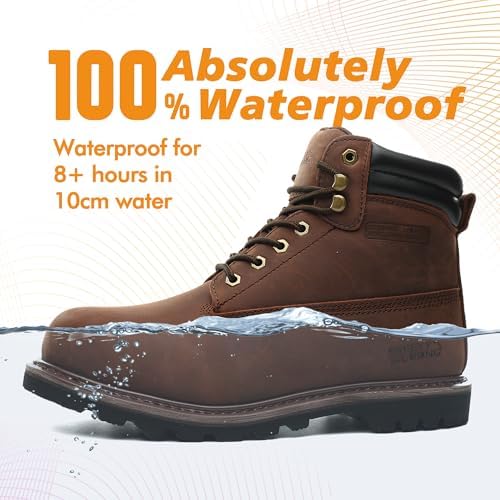 Work Boots for Men Soft Toe Waterproof Leather Workboots
