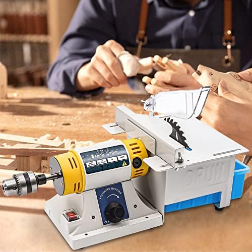 Gem Jewelry Polishing Grinding Machine, 320W 110V Mini Table Rock Saw Lathe Table Saw Polisher Cutting Machine DIY Jewelry Lapidary Equipment for Carving Polishing, Drilling of Crafts