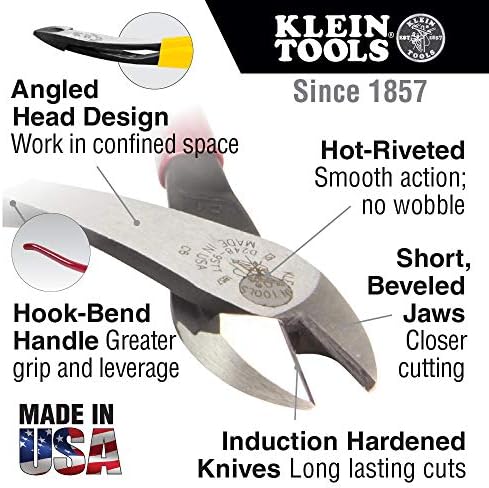 Klein Tools D201-7CSTA Linesman Pliers, Side Cutters with Spring Loaded Action & D248-9ST Ironworker's Diagonal Cutting Pliers with High Leverage Design, 9-Inch