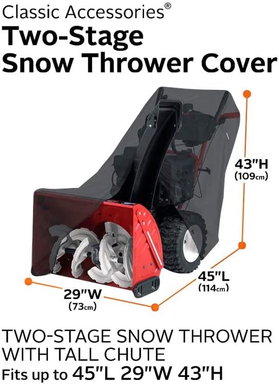Classic Accessories Two-Stage Snow Thrower Cover with Tall Chute