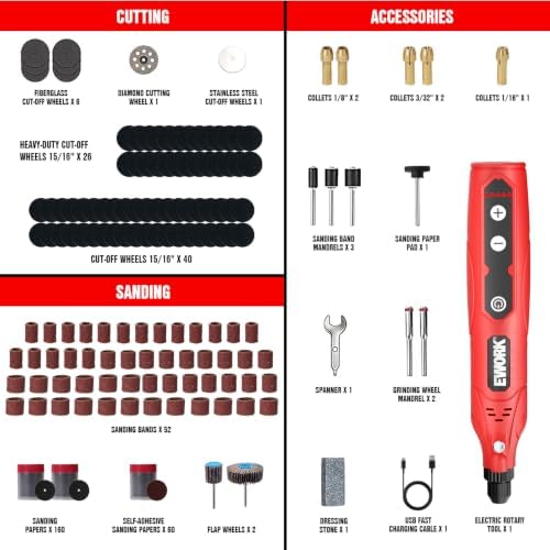 EWORK 448PCS Mini Rotary Tool, 5-Speed Rotary Tool Kit for DIY Enthusiasts