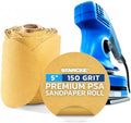 5 Inch Sanding Discs 150 Grit, 100 Pack Sandpaper Discs PSA Adhesive Sandpaper Roll No Hole - Disc Gold Round Sanding Paper, Durable Sand Paper for Wood, Auto Body, Metal, Paint for Surfaces