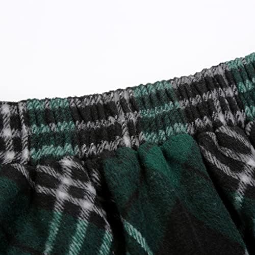 IDEALSANXUN Womens Plaid Wool Skirts Elastic Waist A-Line Pleated Tartan Long Skirts