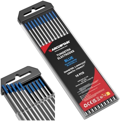 ARCCAPTAIN TIG Tungsten, TIG Welding Tungsten Electrode Blue 2% Lanthanated 10-Pack 3/32"x 7" (WL20/EWLa-2)