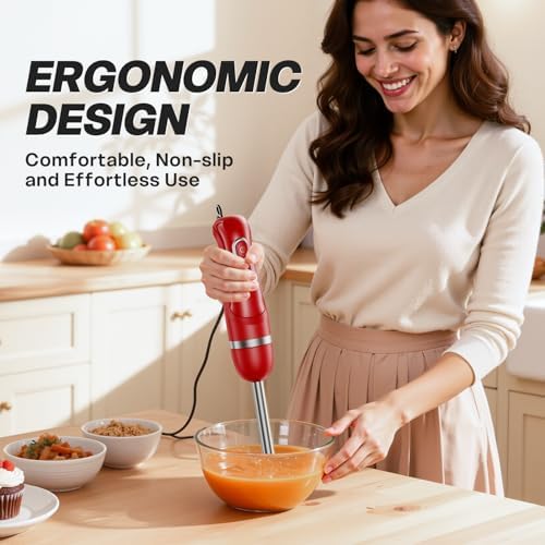 Turelar Immersion Blender Corded 400W, 2 Speed, Emulsifier, Blend, BPA-Free