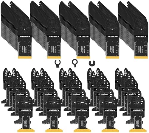 AMZBSAW 110PCS Oscillating Saw Blades for Wood, Plastic & Soft Metal