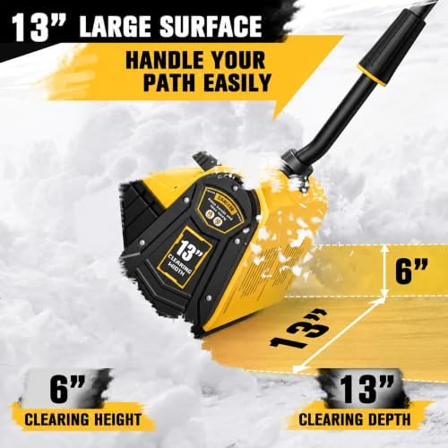 13 Inch Cordless Snow Shovel, Compatible with 20V DeWalt Battery, Electric Brushless Snow Shovel with Directional Plate, for Pathway, Patio, Deck, Driveway, Yellow(Tool Only)