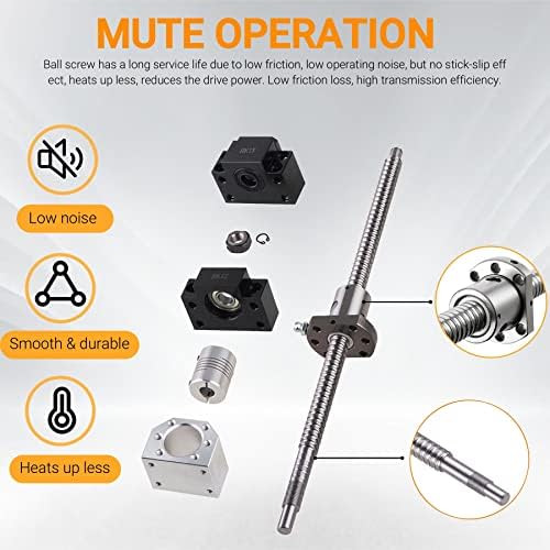 ANWOK 2Pcs Linear Guide Rail HGR20-800mm + 1PCS SFU/RM1605-850mm Anti-Backlash Ballscrew with BF12/BK12 Kit, DSG16H Nut Housing Ball Screw Set for CNC, as Shown, sfu1605-850mm, WMB4158A1