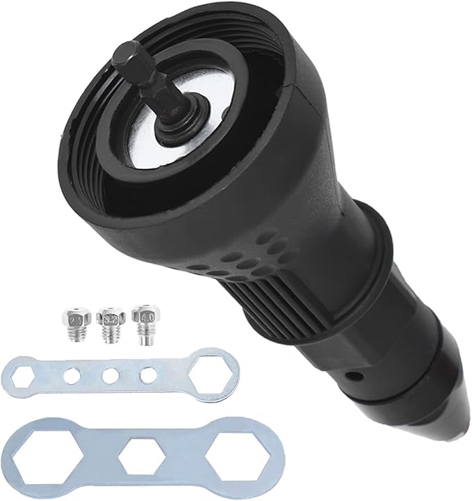 Electric Rivet Nut Gun for Cordless Drill Electric Riveting Tool Insert Nut Adaptor Drill Adapter Insert Nut Hand Power Tool Accessories (Black)