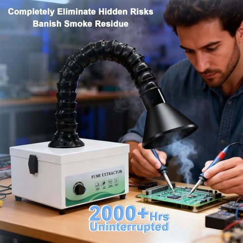 Solder Fume Extractor 40w- 105m³/h Powerful Smoke Absorber with High-Efficiency 2-in-1 Filter & Adjustable Fume Hose | Compact Desktop for Welding DIY, 3D Printing, Nail Salon-S131