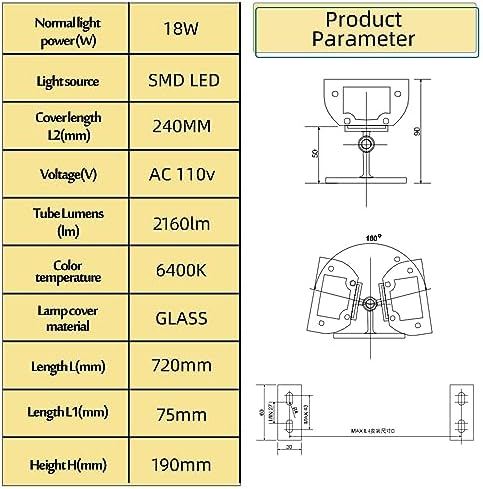 18W CNC LED Machine Tube Light IP67 AC110-220V 1440lm 6400K