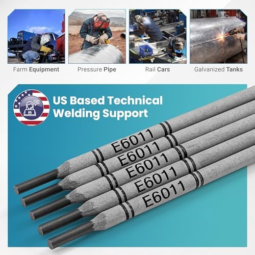 E6011 Welding Rod 3/32″, 5 lb Pack, Premium Quality Carbon Steel Stick Electrode (SMAW), Deep Penetration Fast-Freezing Arc, Vacuum-Sealed Packaging, Suitable for Stick Welding