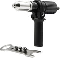 Rivet Gun Adapter Kit Cordless Riveting Drill Joint Adapter Riveter with 4Pcs Different Matching Nozzle Bolts, Wrench for Cordless Drill, Sheet Metal Work Accessories DIY
